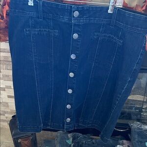 Lane Bryant Navy Button-Front Pencil Skirt